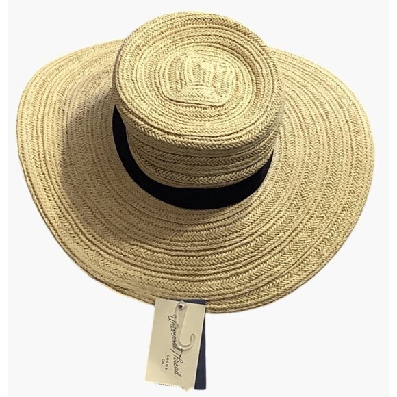Universal Thread Straw Boarder Hat Ribbon Natural Black S/M 21" x 22.5" - Picture 9 of 9